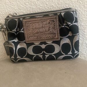 Coach Black and Silver Signature Wristlet